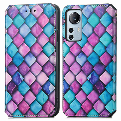 Custodia Portafoglio In Pelle Fantasia Modello Cover con Supporto per Xiaomi Mi 12 5G Viola