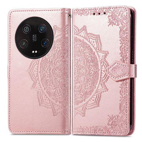 Custodia Portafoglio In Pelle Fantasia Modello Cover con Supporto per Xiaomi Mi 13 Ultra 5G Oro Rosa