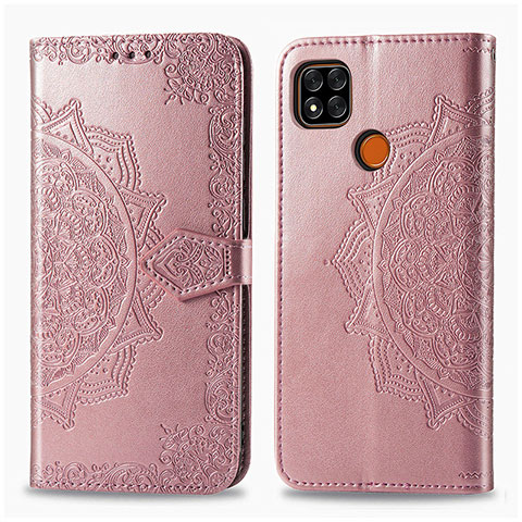 Custodia Portafoglio In Pelle Fantasia Modello Cover con Supporto per Xiaomi POCO C3 Oro Rosa