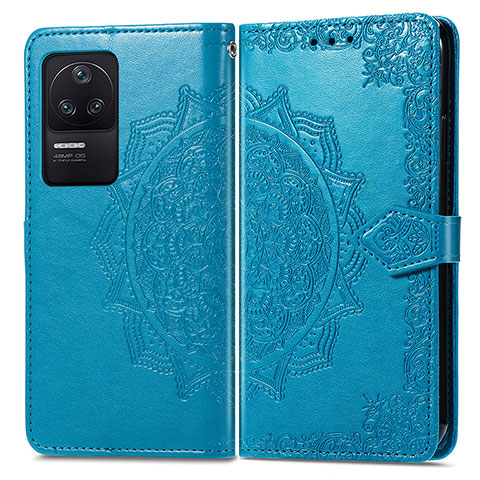 Custodia Portafoglio In Pelle Fantasia Modello Cover con Supporto per Xiaomi Poco F4 5G Blu