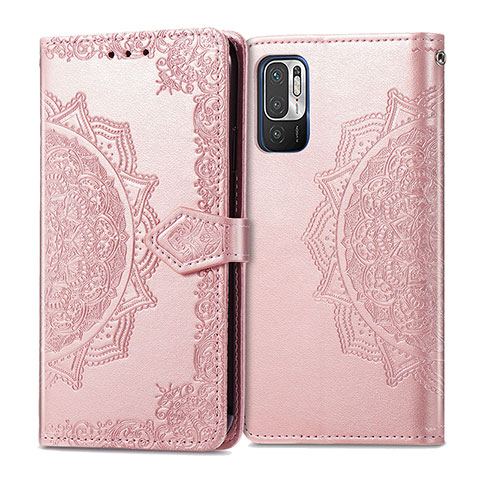Custodia Portafoglio In Pelle Fantasia Modello Cover con Supporto per Xiaomi POCO M3 Pro 5G Oro Rosa