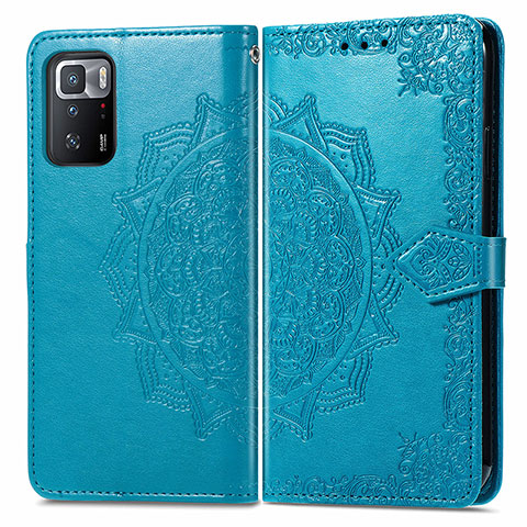 Custodia Portafoglio In Pelle Fantasia Modello Cover con Supporto per Xiaomi Poco X3 GT 5G Blu