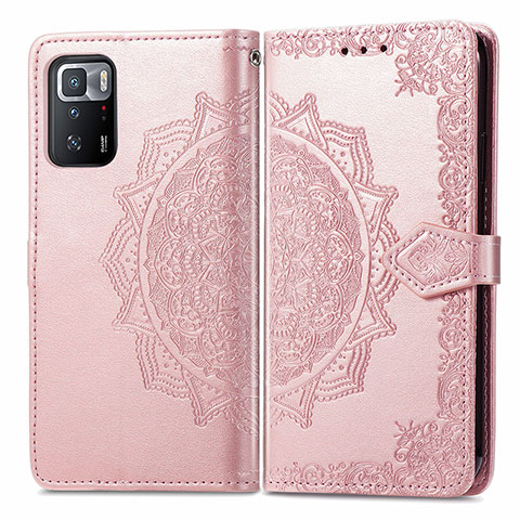 Custodia Portafoglio In Pelle Fantasia Modello Cover con Supporto per Xiaomi Poco X3 GT 5G Oro Rosa