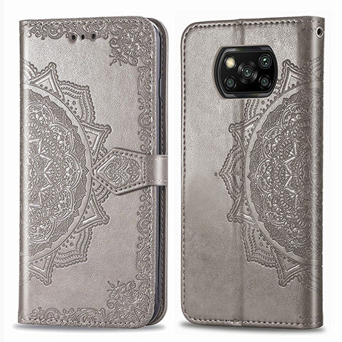 Custodia Portafoglio In Pelle Fantasia Modello Cover con Supporto per Xiaomi Poco X3 Pro Grigio