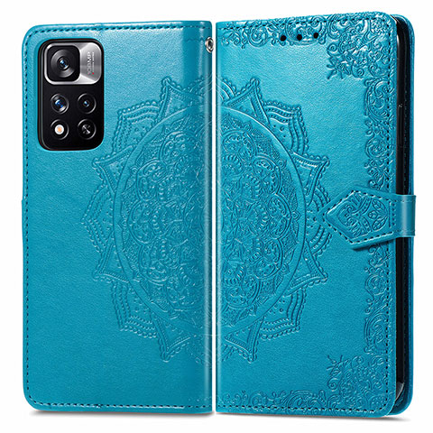 Custodia Portafoglio In Pelle Fantasia Modello Cover con Supporto per Xiaomi Poco X4 NFC Blu