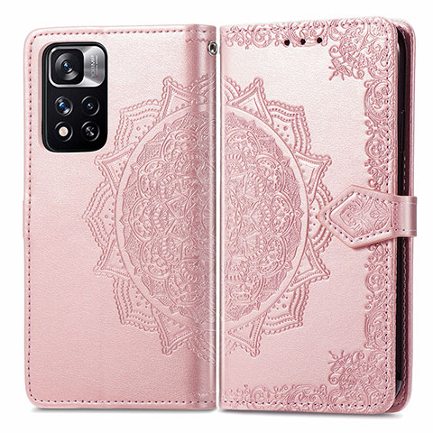 Custodia Portafoglio In Pelle Fantasia Modello Cover con Supporto per Xiaomi Poco X4 NFC Oro Rosa