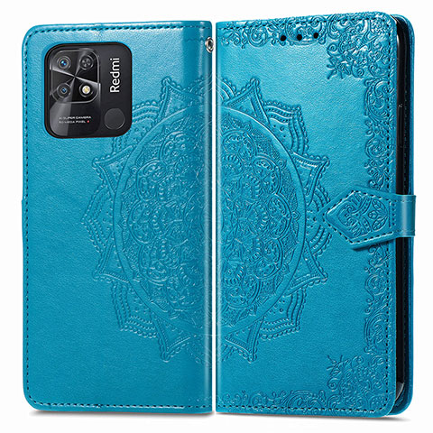 Custodia Portafoglio In Pelle Fantasia Modello Cover con Supporto per Xiaomi Redmi 10C 4G Blu