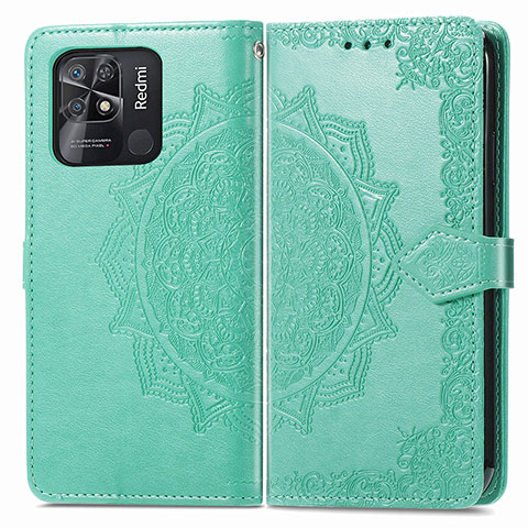 Custodia Portafoglio In Pelle Fantasia Modello Cover con Supporto per Xiaomi Redmi 10C 4G Verde