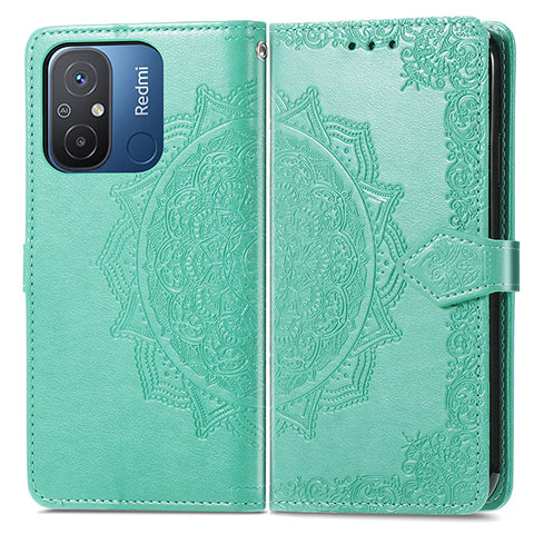 Custodia Portafoglio In Pelle Fantasia Modello Cover con Supporto per Xiaomi Redmi 11A 4G Verde