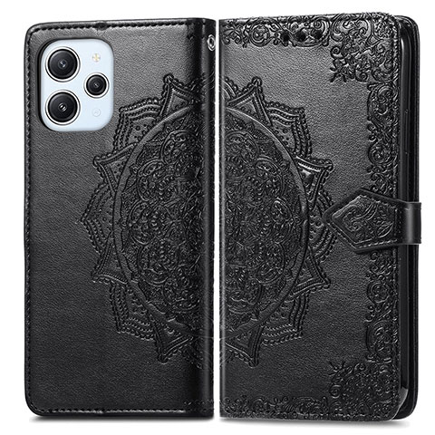 Custodia Portafoglio In Pelle Fantasia Modello Cover con Supporto per Xiaomi Redmi 12 4G Nero