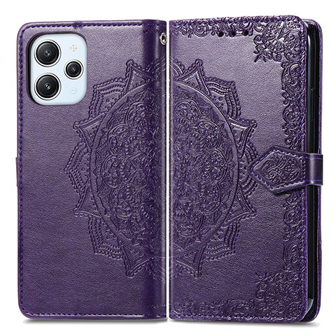 Custodia Portafoglio In Pelle Fantasia Modello Cover con Supporto per Xiaomi Redmi 12 4G Viola