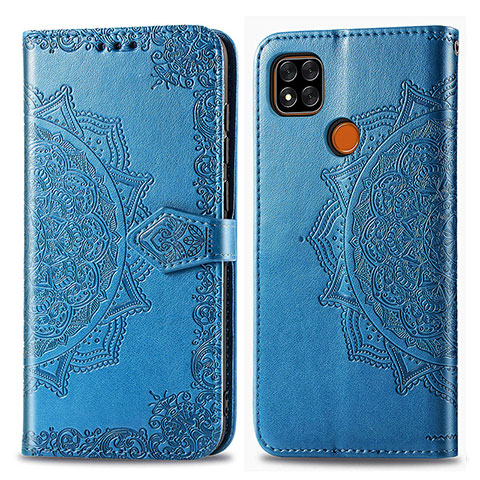 Custodia Portafoglio In Pelle Fantasia Modello Cover con Supporto per Xiaomi Redmi 9 Activ Blu