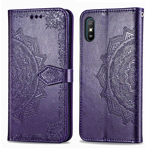 Custodia Portafoglio In Pelle Fantasia Modello Cover con Supporto per Xiaomi Redmi 9AT Viola