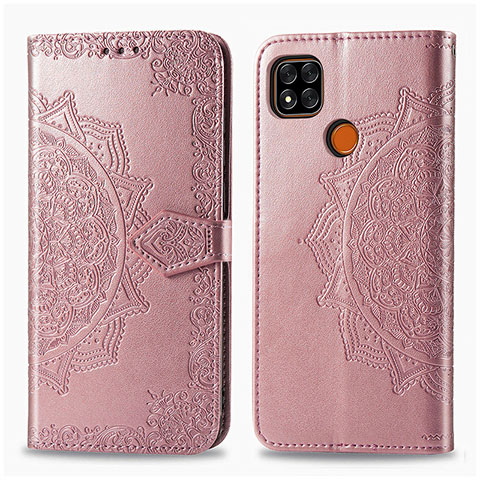 Custodia Portafoglio In Pelle Fantasia Modello Cover con Supporto per Xiaomi Redmi 9C Oro Rosa