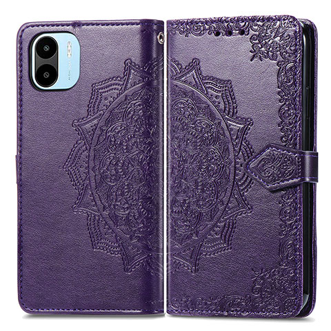 Custodia Portafoglio In Pelle Fantasia Modello Cover con Supporto per Xiaomi Redmi A2 Plus Viola