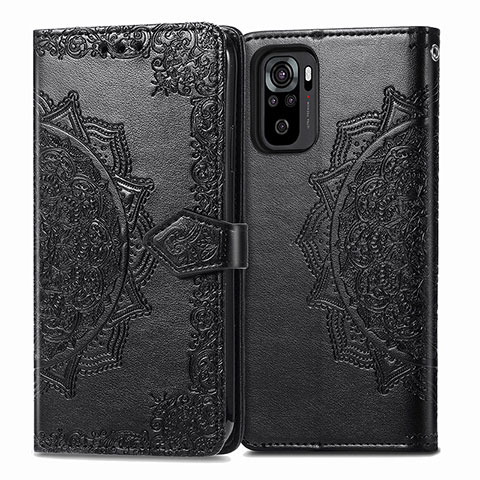 Custodia Portafoglio In Pelle Fantasia Modello Cover con Supporto per Xiaomi Redmi Note 10 4G Nero