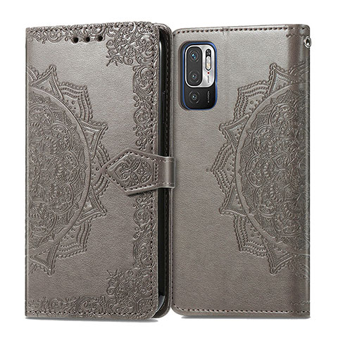 Custodia Portafoglio In Pelle Fantasia Modello Cover con Supporto per Xiaomi Redmi Note 10 5G Grigio