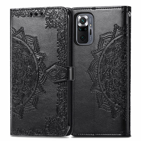 Custodia Portafoglio In Pelle Fantasia Modello Cover con Supporto per Xiaomi Redmi Note 10 Pro 4G Nero