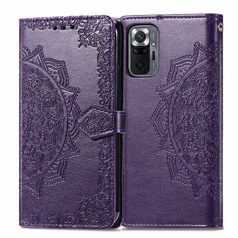 Custodia Portafoglio In Pelle Fantasia Modello Cover con Supporto per Xiaomi Redmi Note 10 Pro 4G Viola