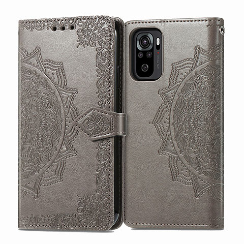 Custodia Portafoglio In Pelle Fantasia Modello Cover con Supporto per Xiaomi Redmi Note 10S 4G Grigio