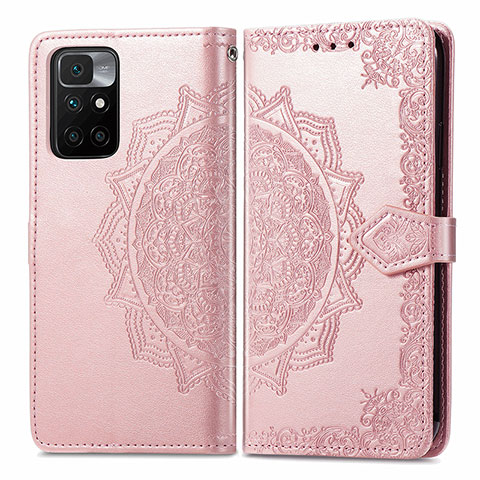 Custodia Portafoglio In Pelle Fantasia Modello Cover con Supporto per Xiaomi Redmi Note 11 4G (2021) Oro Rosa