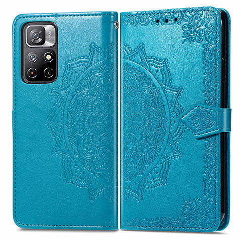 Custodia Portafoglio In Pelle Fantasia Modello Cover con Supporto per Xiaomi Redmi Note 11 5G Blu