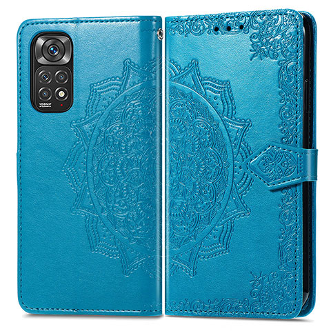 Custodia Portafoglio In Pelle Fantasia Modello Cover con Supporto per Xiaomi Redmi Note 11 Pro 4G Blu