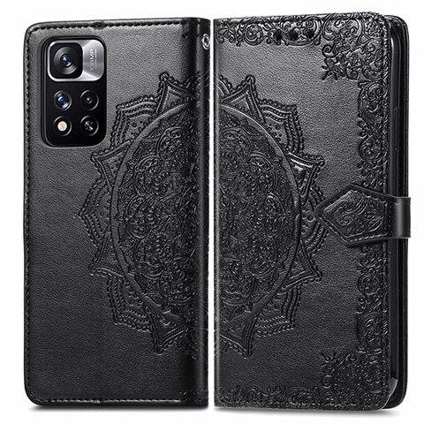 Custodia Portafoglio In Pelle Fantasia Modello Cover con Supporto per Xiaomi Redmi Note 11 Pro+ Plus 5G Nero