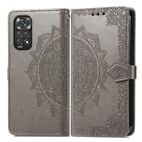 Custodia Portafoglio In Pelle Fantasia Modello Cover con Supporto per Xiaomi Redmi Note 11S 4G Grigio