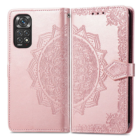 Custodia Portafoglio In Pelle Fantasia Modello Cover con Supporto per Xiaomi Redmi Note 11S 4G Oro Rosa