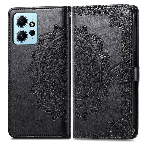 Custodia Portafoglio In Pelle Fantasia Modello Cover con Supporto per Xiaomi Redmi Note 12 4G Nero