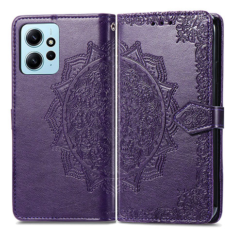 Custodia Portafoglio In Pelle Fantasia Modello Cover con Supporto per Xiaomi Redmi Note 12 4G Viola