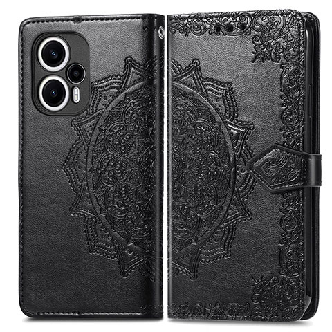 Custodia Portafoglio In Pelle Fantasia Modello Cover con Supporto per Xiaomi Redmi Note 12 Turbo 5G Nero