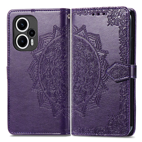 Custodia Portafoglio In Pelle Fantasia Modello Cover con Supporto per Xiaomi Redmi Note 12 Turbo 5G Viola