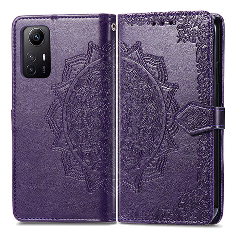 Custodia Portafoglio In Pelle Fantasia Modello Cover con Supporto per Xiaomi Redmi Note 12S Viola