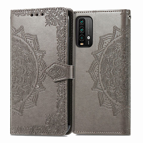 Custodia Portafoglio In Pelle Fantasia Modello Cover con Supporto per Xiaomi Redmi Note 9 4G Grigio