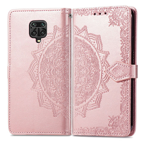 Custodia Portafoglio In Pelle Fantasia Modello Cover con Supporto per Xiaomi Redmi Note 9 Pro Max Oro Rosa