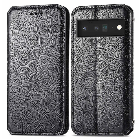 Custodia Portafoglio In Pelle Fantasia Modello Cover con Supporto S01D per Google Pixel 6 5G Nero