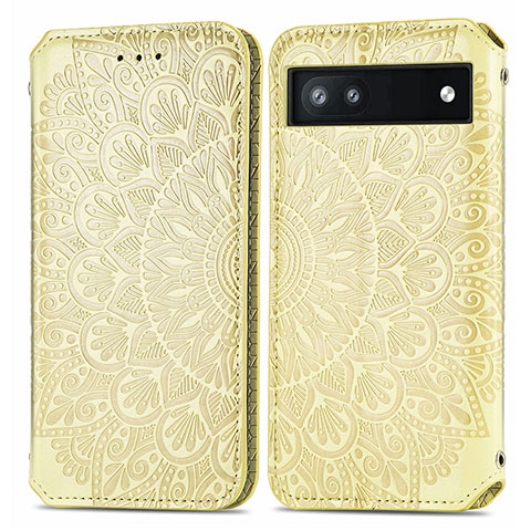 Custodia Portafoglio In Pelle Fantasia Modello Cover con Supporto S01D per Google Pixel 6a 5G Oro