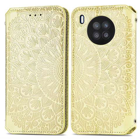 Custodia Portafoglio In Pelle Fantasia Modello Cover con Supporto S01D per Huawei Honor 50 Lite Oro