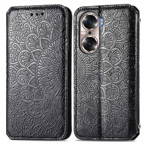 Custodia Portafoglio In Pelle Fantasia Modello Cover con Supporto S01D per Huawei Honor 60 5G Nero