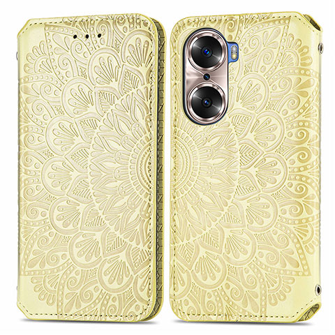 Custodia Portafoglio In Pelle Fantasia Modello Cover con Supporto S01D per Huawei Honor 60 5G Oro