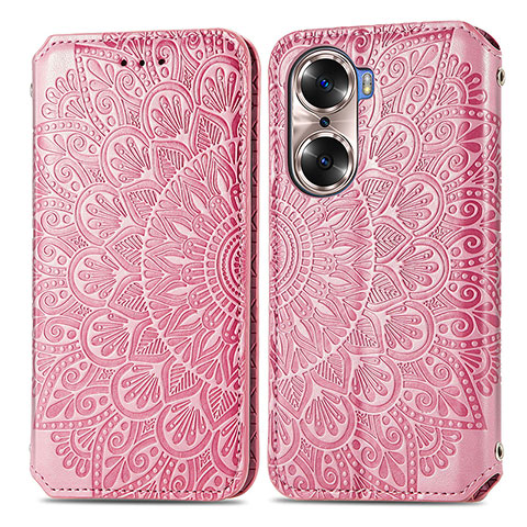 Custodia Portafoglio In Pelle Fantasia Modello Cover con Supporto S01D per Huawei Honor 60 5G Oro Rosa