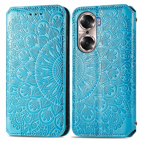 Custodia Portafoglio In Pelle Fantasia Modello Cover con Supporto S01D per Huawei Honor 60 Pro 5G Blu