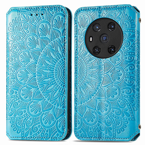 Custodia Portafoglio In Pelle Fantasia Modello Cover con Supporto S01D per Huawei Honor Magic3 5G Blu