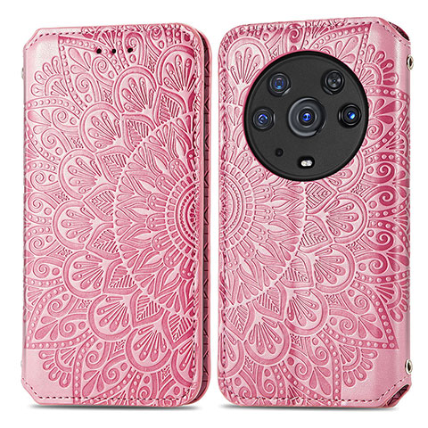 Custodia Portafoglio In Pelle Fantasia Modello Cover con Supporto S01D per Huawei Honor Magic3 Pro 5G Oro Rosa