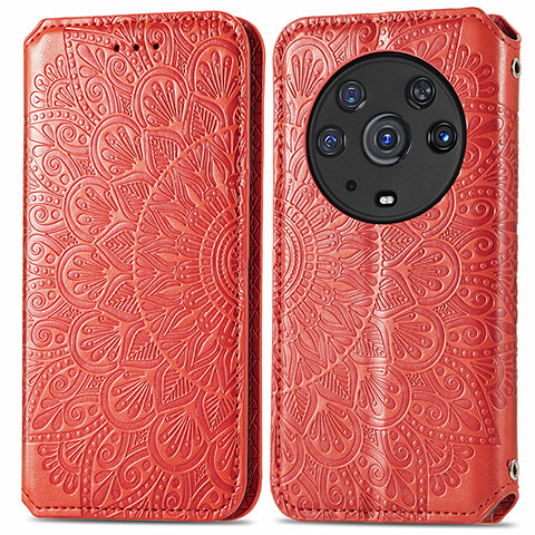 Custodia Portafoglio In Pelle Fantasia Modello Cover con Supporto S01D per Huawei Honor Magic3 Pro 5G Rosso