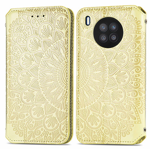 Custodia Portafoglio In Pelle Fantasia Modello Cover con Supporto S01D per Huawei Nova 8i Oro