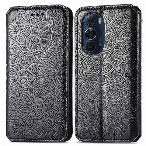 Custodia Portafoglio In Pelle Fantasia Modello Cover con Supporto S01D per Motorola Moto Edge 30 Pro 5G Nero