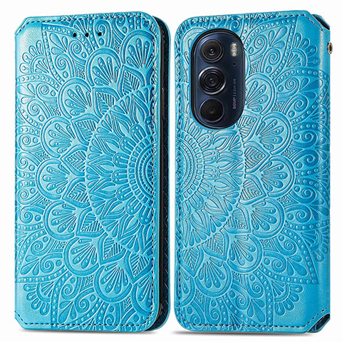 Custodia Portafoglio In Pelle Fantasia Modello Cover con Supporto S01D per Motorola Moto Edge Plus (2022) 5G Blu